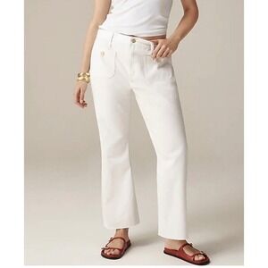 J.Crew Relaxed Demi-Boot Jeans Womens 28T White Gold Button Patch Pocket Tall